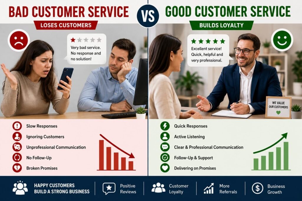 Good customer service helps businesses build trust, improve customer retention, and avoid one of the most common small business mistakes.