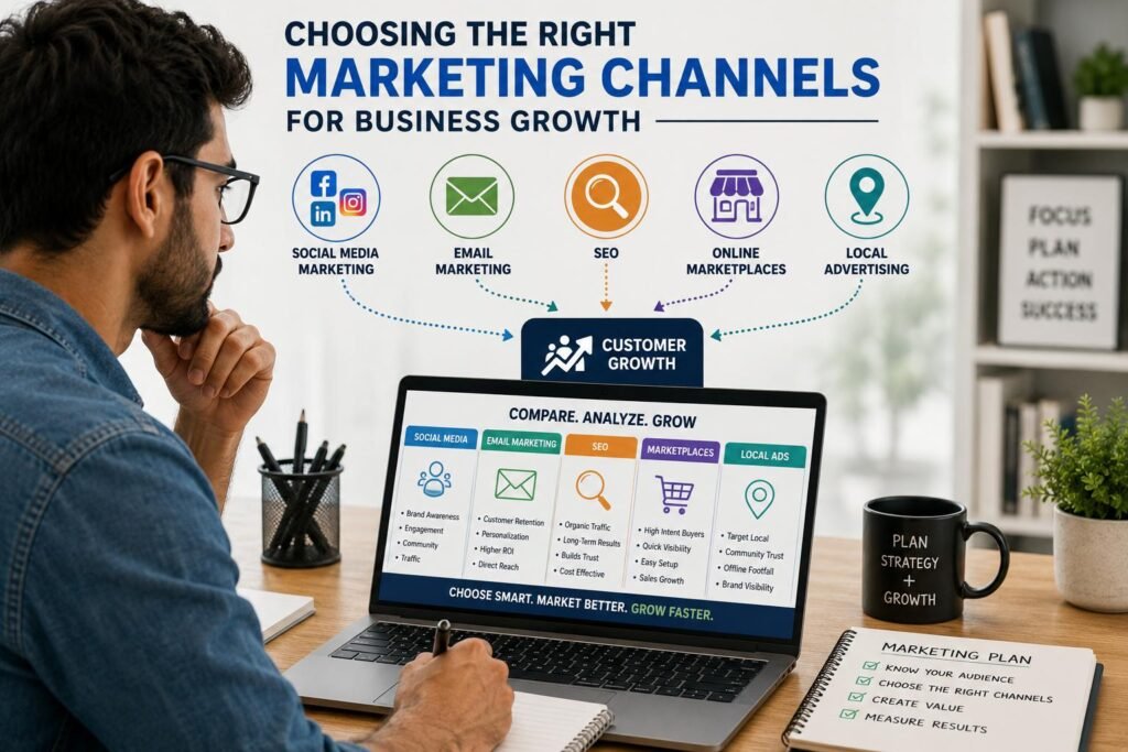 Top Marketing Channels for Small Businesses helping entrepreneurs choose effective platforms for customer growth