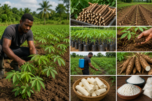 Cassava farming and processing montage
