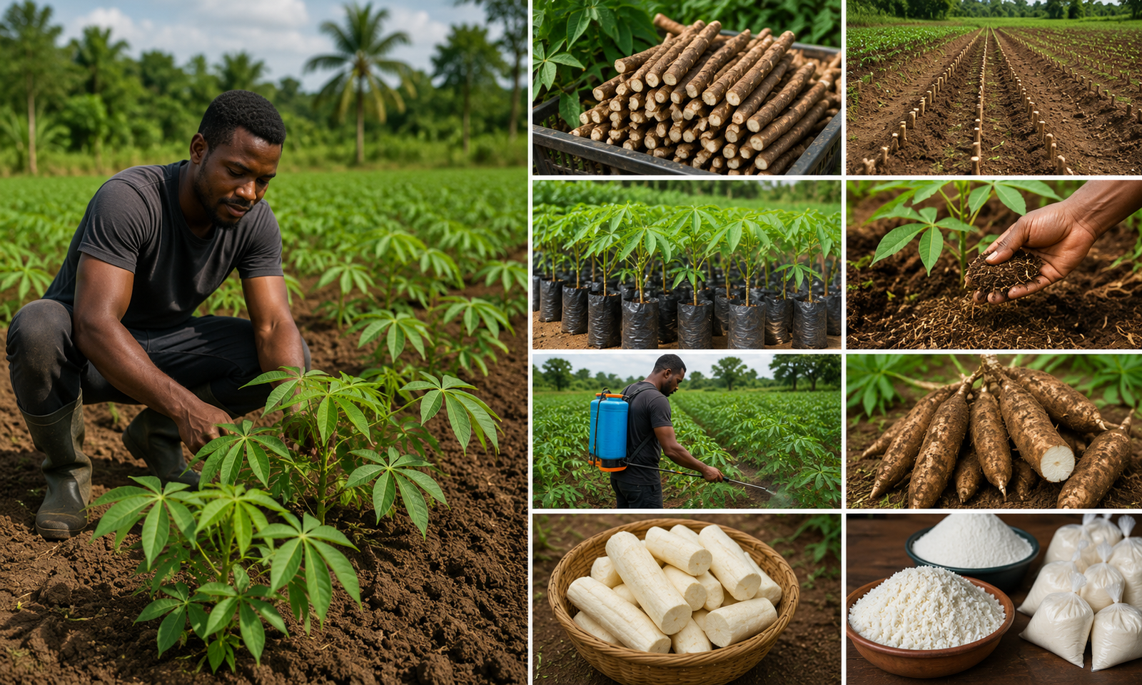 Cassava farming and processing montage