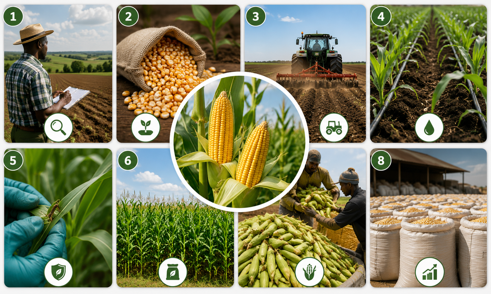 Step-by-step maize farming process