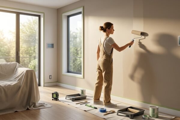 Painting a room like a professional using advanced DIY techniques and modern painting tools