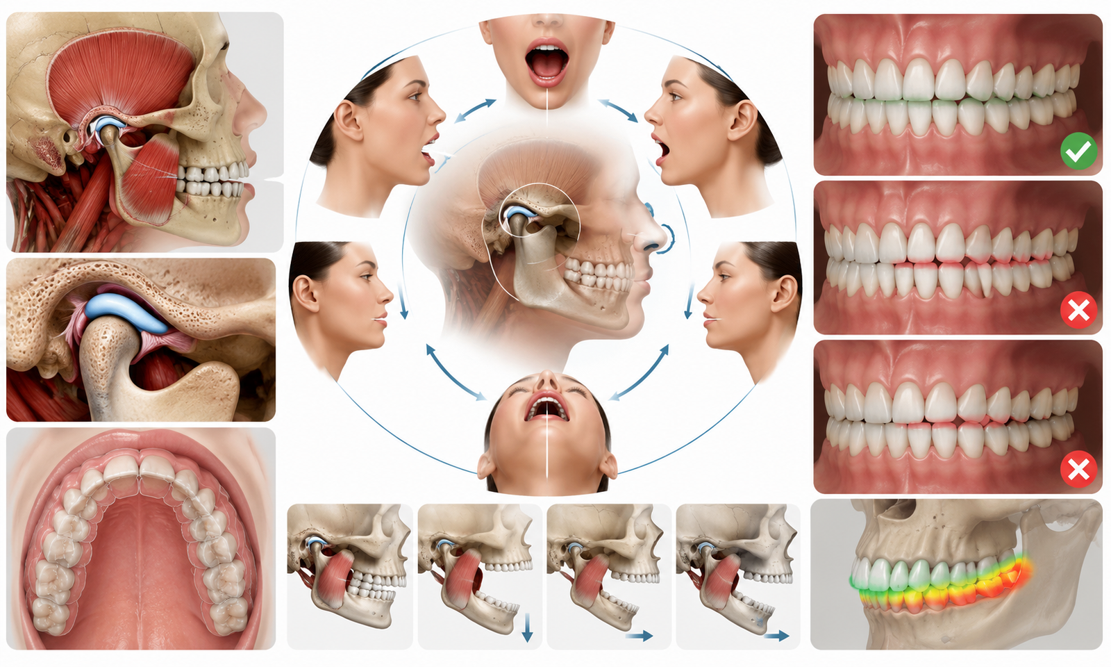 Jaw motion and occlusion anatomy infographic