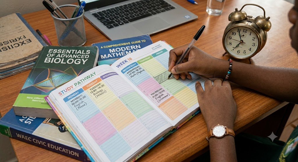 Planning study time and setting academic goals for WAEC, NECO, and JAMB exams