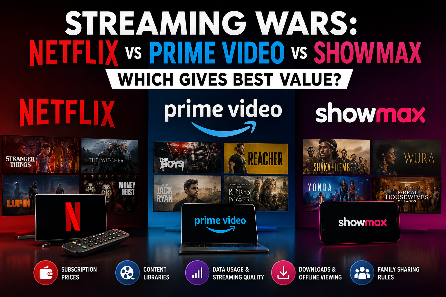 Streaming Wars: Netflix vs Prime Video vs Showmax — Which Gives Best Value? 2 Netflix vs Prime Video vs Showmax