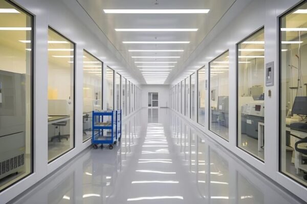 modern clean room corridor with glass walls equipment 993198 10392