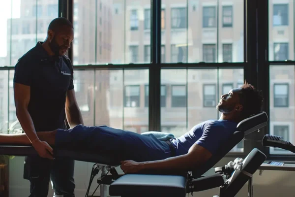 athlete receiving advanced physical therapy treatment in nyc.