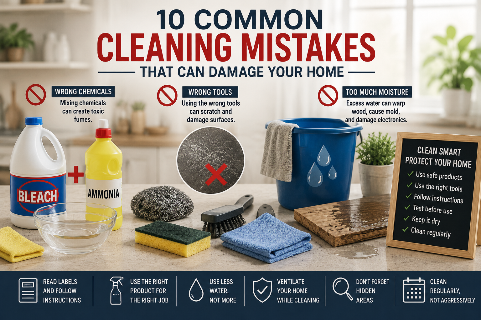 10 Common Cleaning Mistakes That Can Damage Your Home 5 Cleaning Mistakes to avoid while safely cleaning home furniture and surfaces