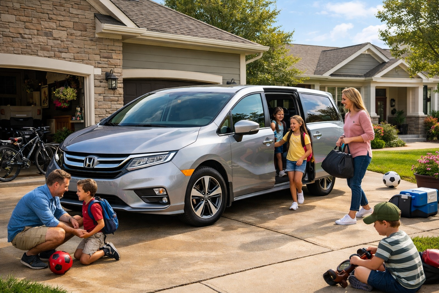 Honda Odyssey Minivan Guide: Features, Running Costs, and Family Practicality 1 Honda Odyssey minivan advantages showing spacious design and sliding doors for families.