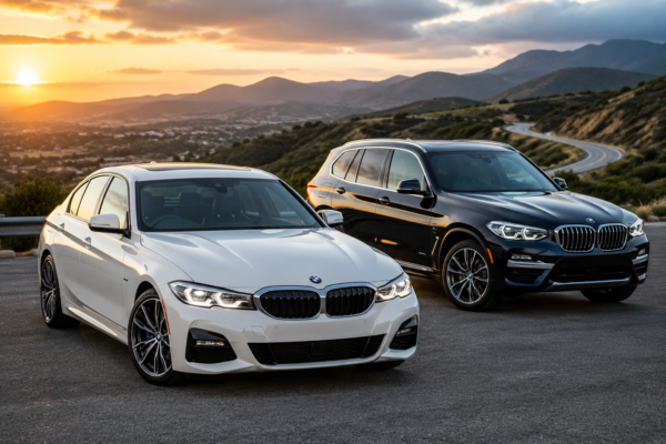 BMW reliability comparison featuring a modern BMW 3 Series and BMW X3 parked outdoors