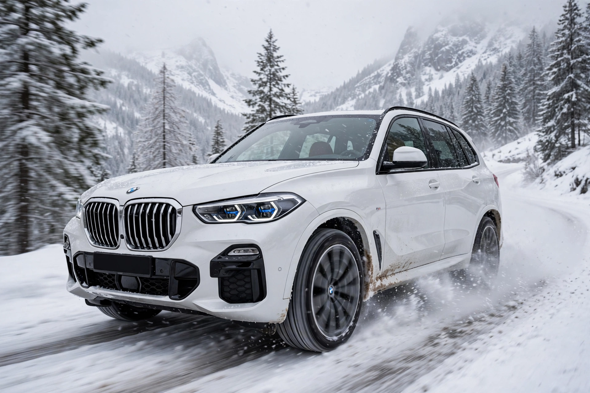 BMW xDrive Explained: How All-Wheel Drive Works, xDrive vs sDrive vs RWD, and Reliability 4 BMW xDrive Explained with a white BMW X5 xDrive driving confidently on a snowy mountain road