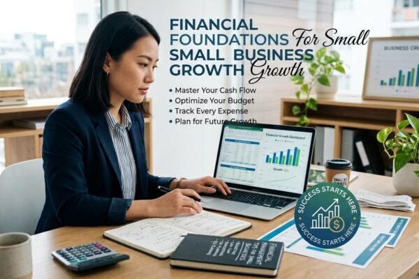 Financial Management Tips for Small Businesses – small business owner reviewing financial reports and budget planning.