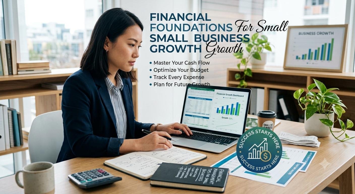 Financial Management Tips for Small Businesses – small business owner reviewing financial reports and budget planning.