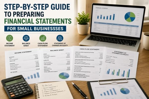 Step-by-Step Guide to Preparing Financial Statements for Small Businesses for small business owners reviewing financial reports