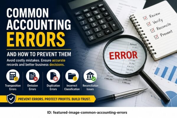 Common accounting errors and how to prevent them illustrated with financial records and accounting reports