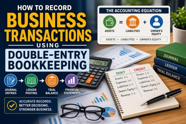 How to Record Business Transactions Using Double-Entry Bookkeeping with journals and ledgers