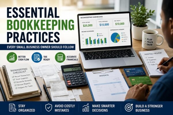 Essential bookkeeping practices for small business owners using accounting software to manage business finances