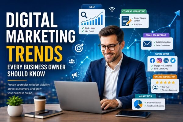 Digital Marketing Trends every business owner should know to grow through SEO, content marketing, email marketing, and social media