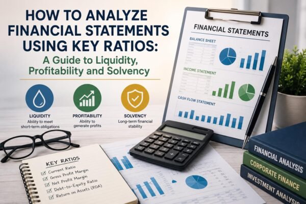Analyze Financial Statements Using Key Ratios with financial reports, charts, calculator, and business dashboard
