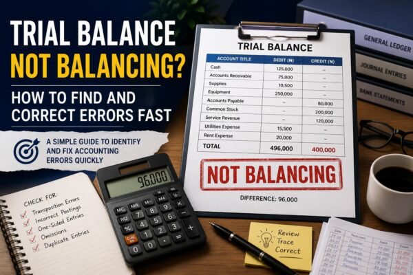 Trial balance not balancing as an accountant reviews debit and credit errors