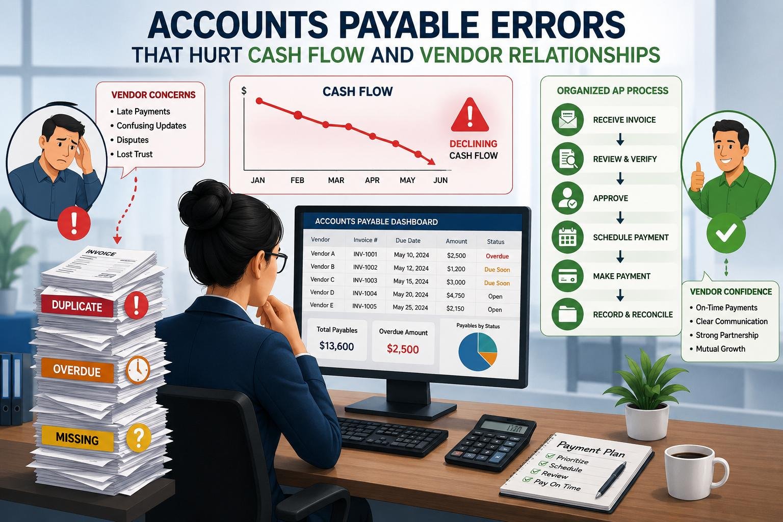 Accounts Payable Errors affecting cash flow and vendor relationships
