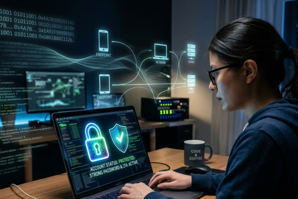 Digital padlock protecting online accounts with strong password security