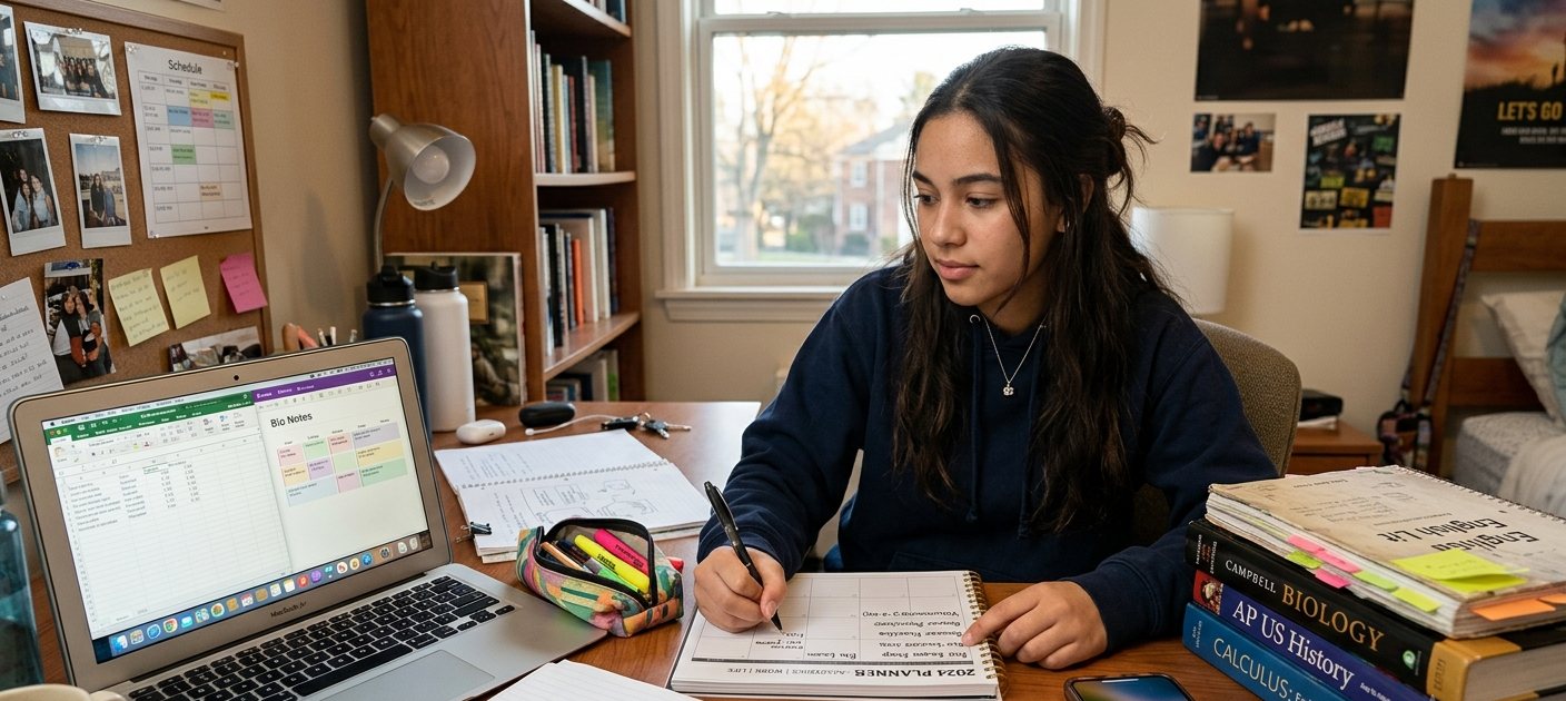 How to Balance School, Work, and Personal Life Without Feeling Overwhelmed 3 Student creating a schedule to balance school, work, and personal responsibilities