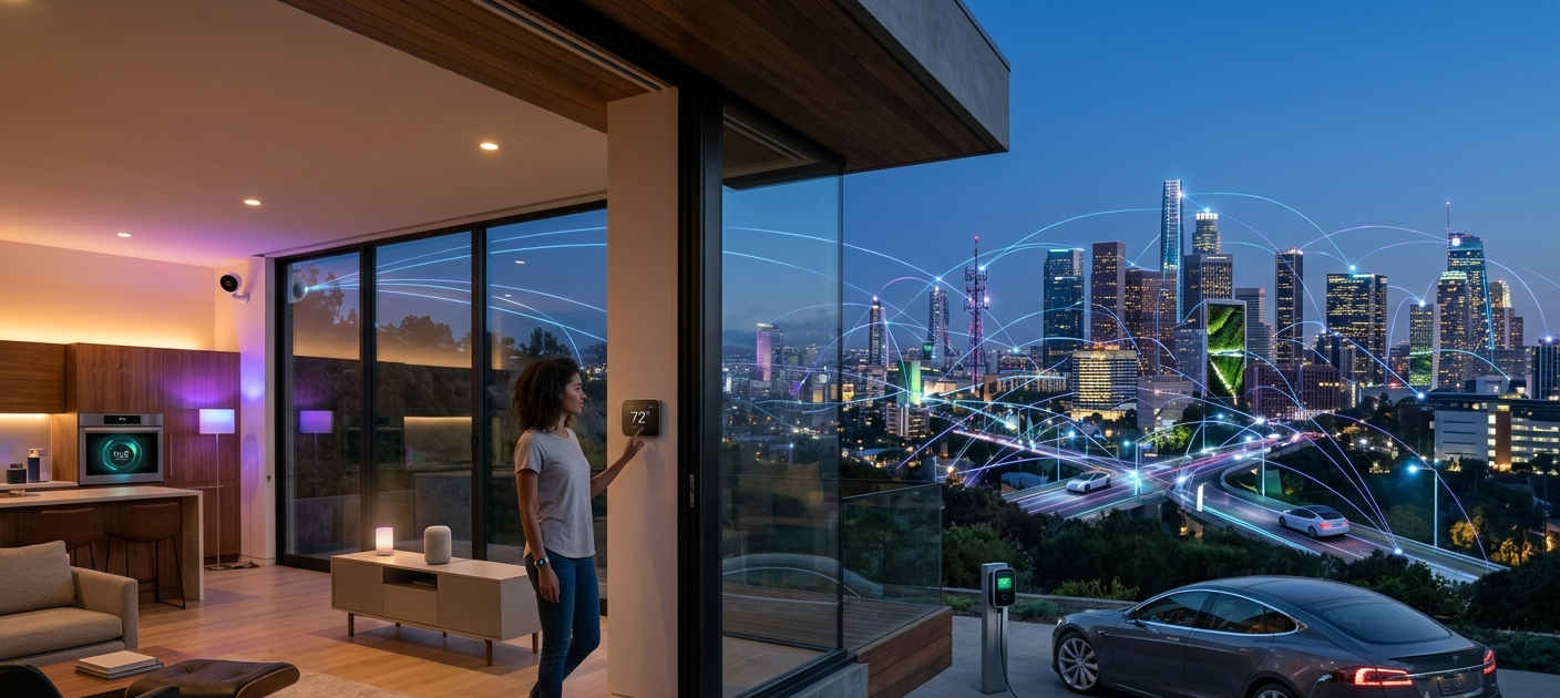 What Is the Internet of Things (IoT) and How It Is Connecting Our Everyday Lives 3 Realistic view of smart IoT devices connecting homes, cities, and everyday technology through a digital network