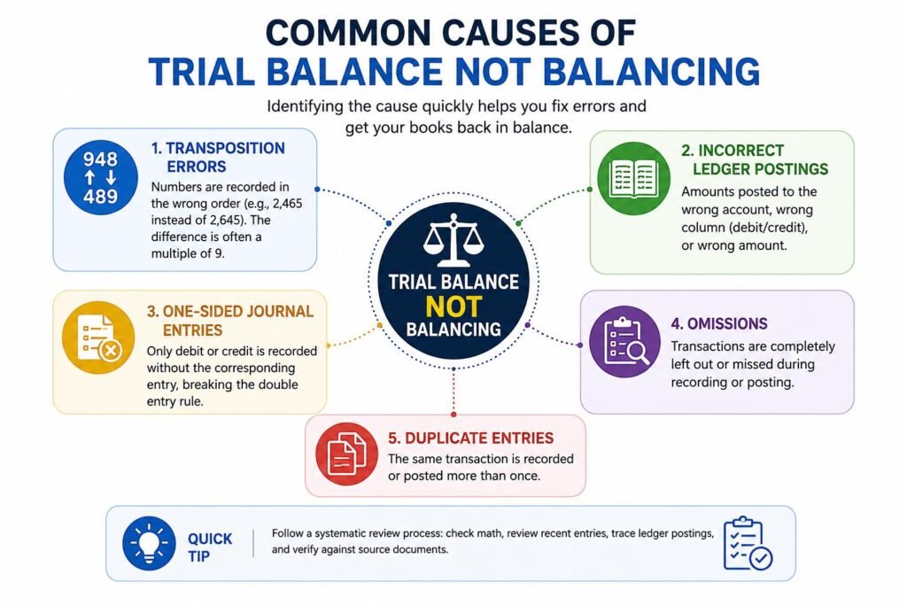 Trial balance not balancing troubleshooting steps for finding and correcting accounting errors