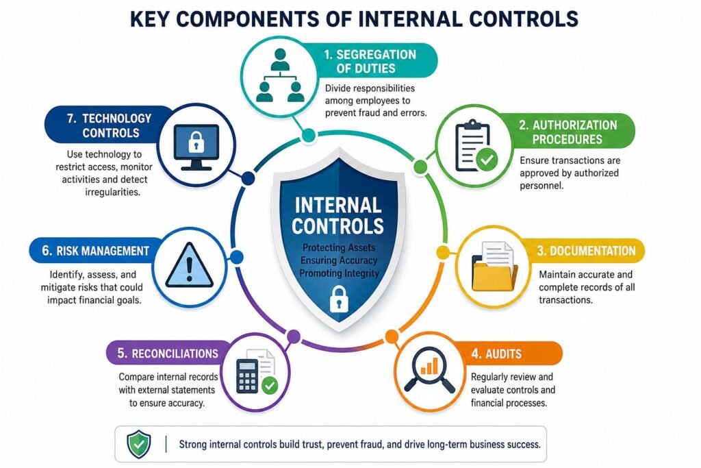Internal controls for fraud prevention framework including audits and risk management
