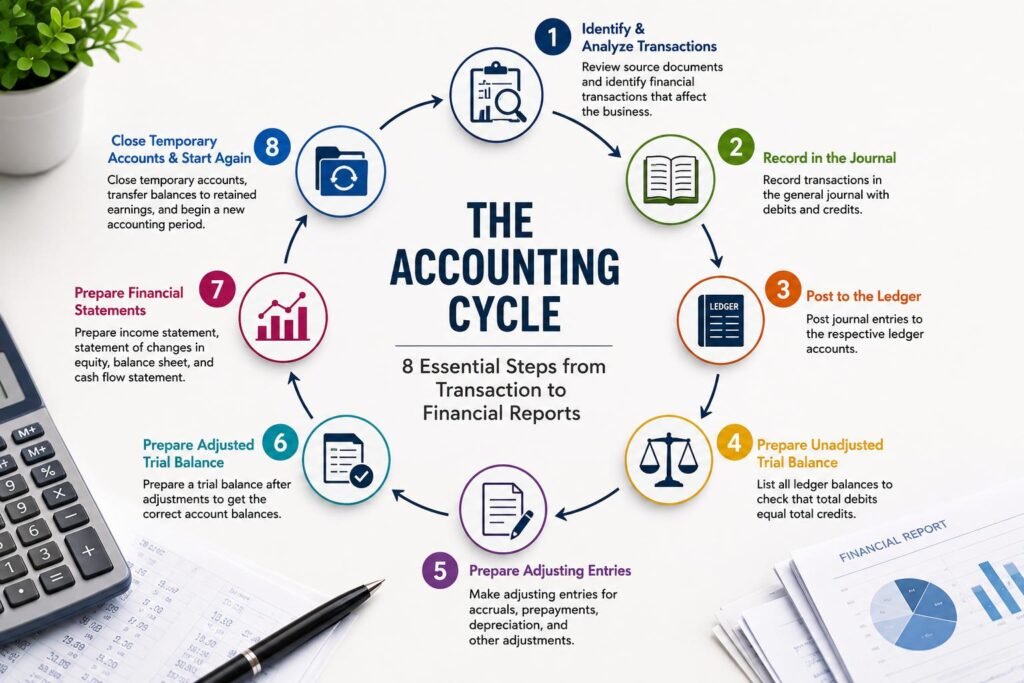 The Accounting Cycle: 8 Essential Steps from Transaction to Financial Reports 2 8 steps of the Accounting Cycle