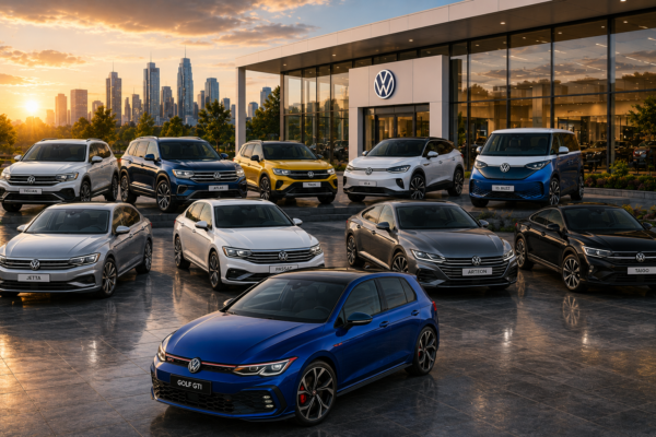 Volkswagen cars lineup featuring sedans hatchbacks SUVs and electric vehicles