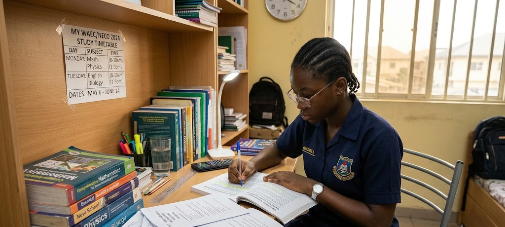 Student practising past questions and developing effective study habits for exams