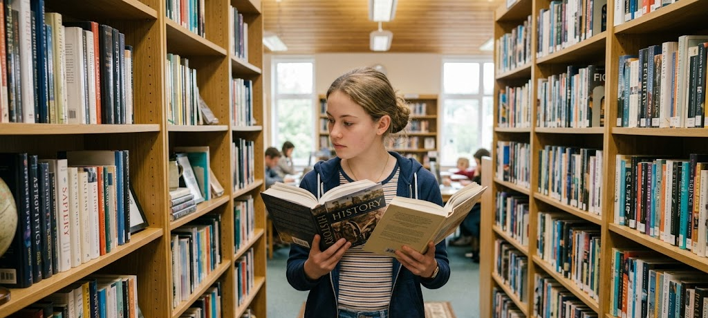 How to Develop Strong Reading Habits That Support Lifelong Learning 3 Student selecting educational books and learning materials in a library
