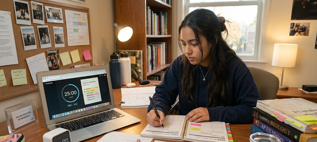 How to Balance School, Work, and Personal Life Without Feeling Overwhelmed 3 Student using productivity techniques to improve time management and study efficiency