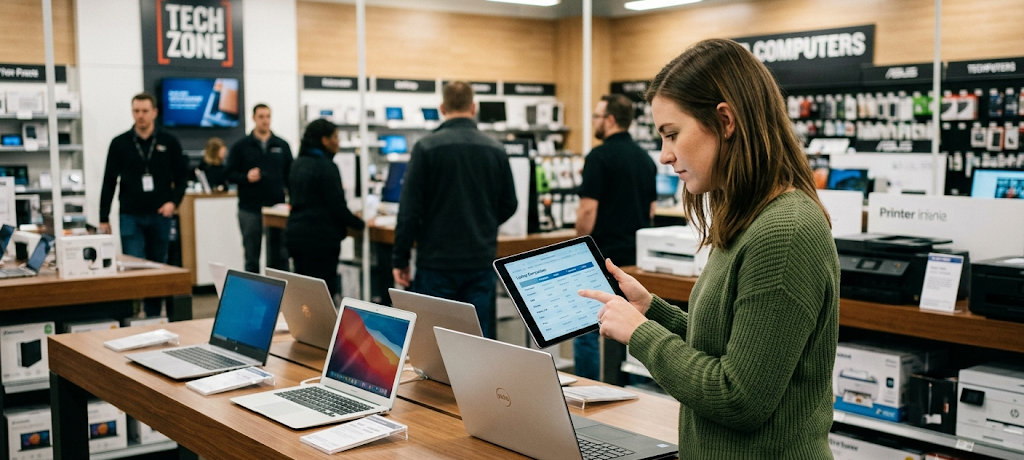 How to Choose the Right Laptop for Work, School, or Gaming: A Complete Buying Guide 5 Person comparing laptop specifications before making a purchase decision