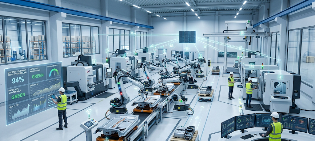 Understanding the Internet of Things (IoT): Benefits, Challenges, and Future Trends 4 Smart manufacturing factory using Industrial IoT sensors, robotics, automation systems, and real-time production monitoring.