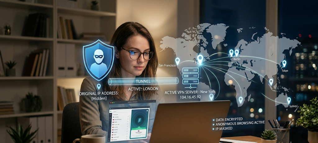 How Virtual Private Networks (VPNs) Work and Why You Need One for Privacy and Access 4 VPN hiding a user's IP address and protecting digital location privacy