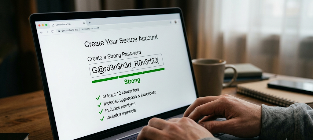 10 Ways to Create and Manage Strong Passwords That Hackers Can Never Crack 2 User creating a strong passphrase with a secure password strength indicator