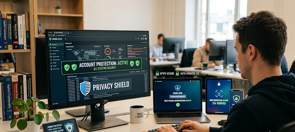 10 Essential Tips to Stay Safe on Public Wi-Fi, Online Shopping, and Social Media 5 Multiple devices protected with cybersecurity features for digital privacy and online safety