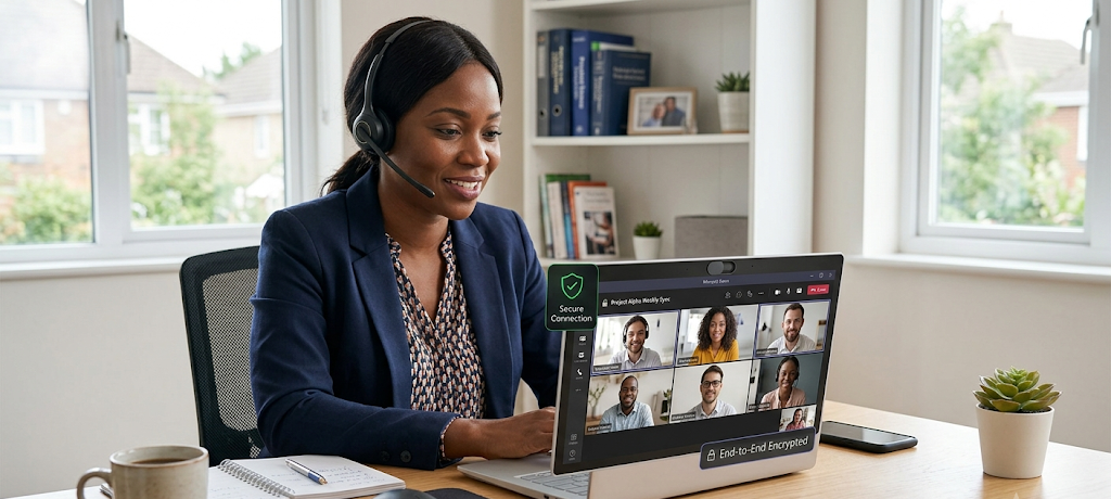10 Cybersecurity Practices Every Small Business Owner and Remote Worker Must Follow 5 Remote worker using secure video conferencing tools for online business communication