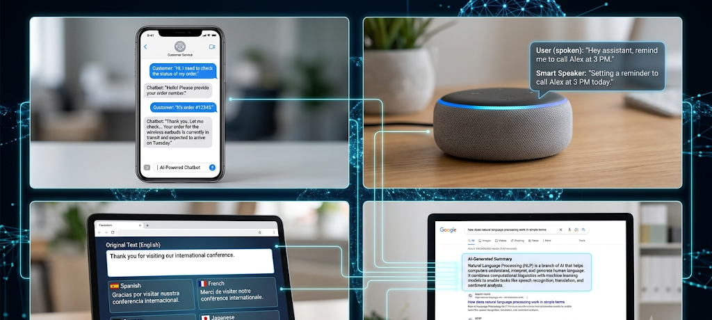 Natural Language Processing: How AI Understands and Responds to Human Language 3 Real-world applications of Natural Language Processing including chatbots, voice assistants, translation and AI search