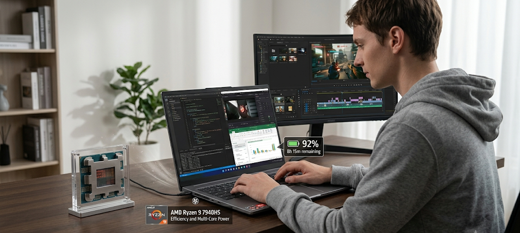 Intel vs AMD vs Apple Silicon: Which Laptop Processor Should You Actually Choose? 4 AMD Ryzen laptop processor delivering high performance, multitasking, and energy efficiency.