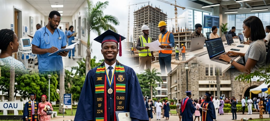 Graduate thinking about future career paths in medicine, engineering, and technology