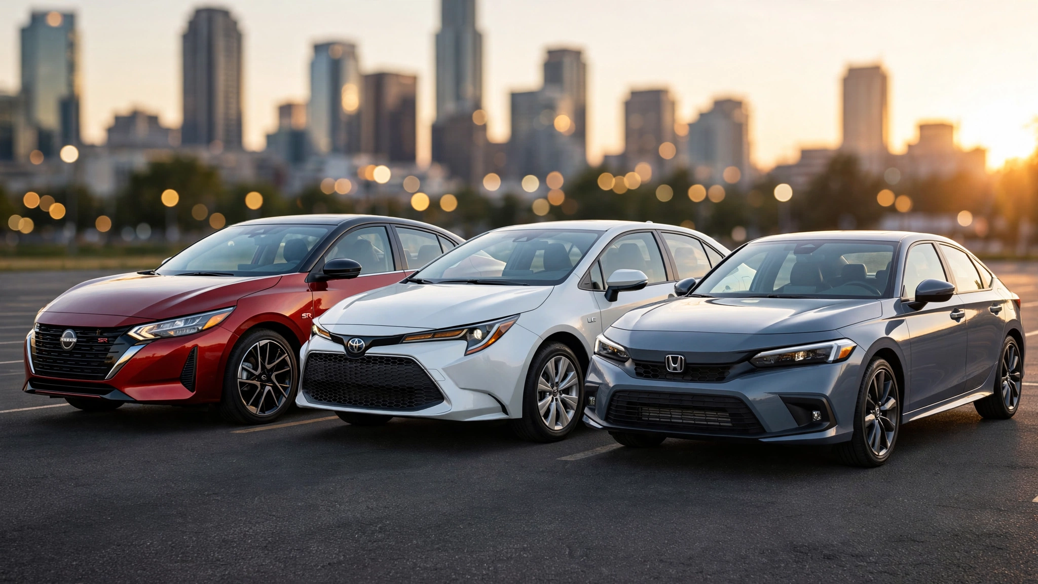 Sentra vs Corolla vs Civic lineup comparison of compact sedans