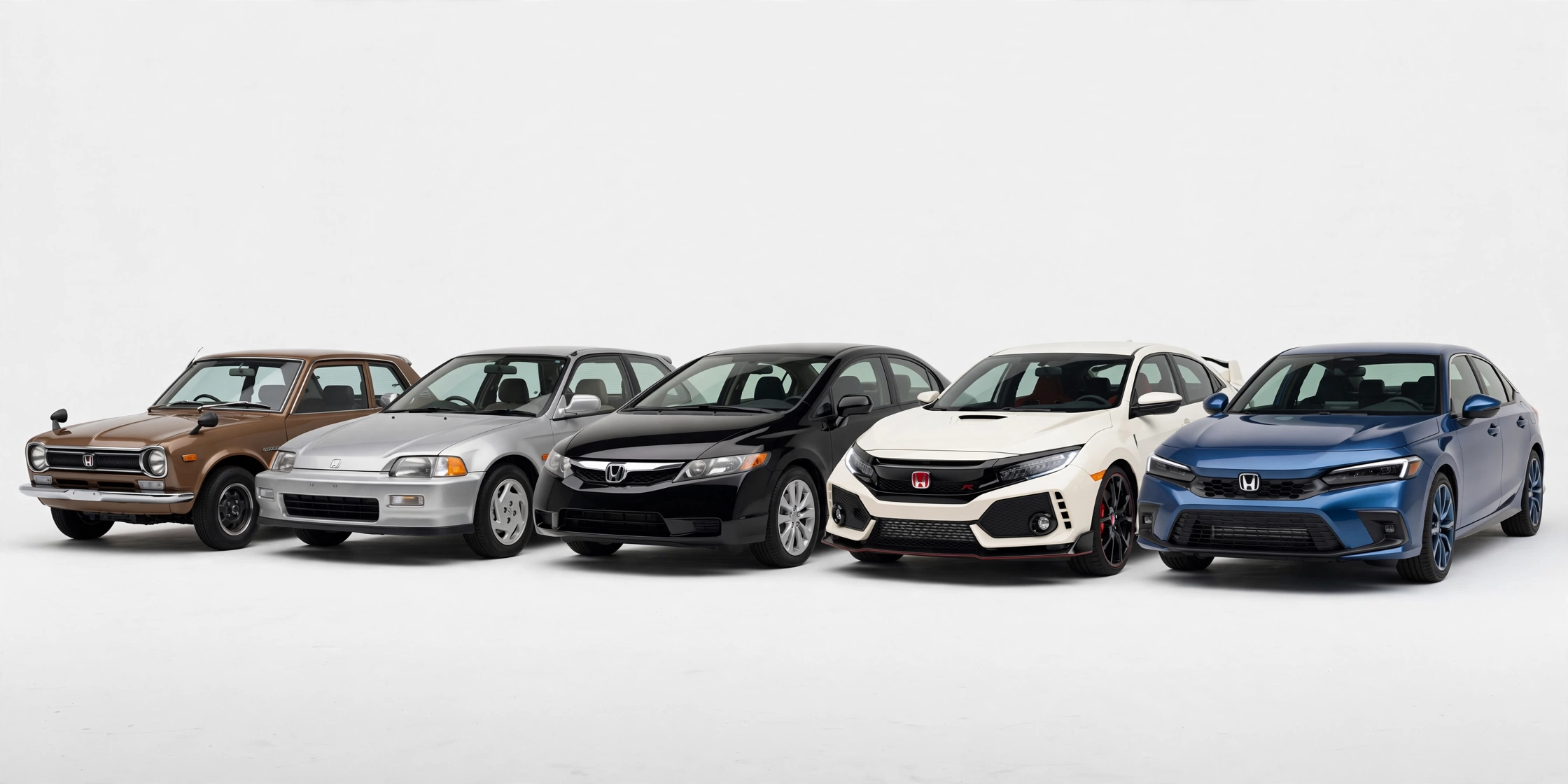 Honda Civic guide featured image evolution lineup showing 1973 to 2025 generations from first to eleventh hybrid