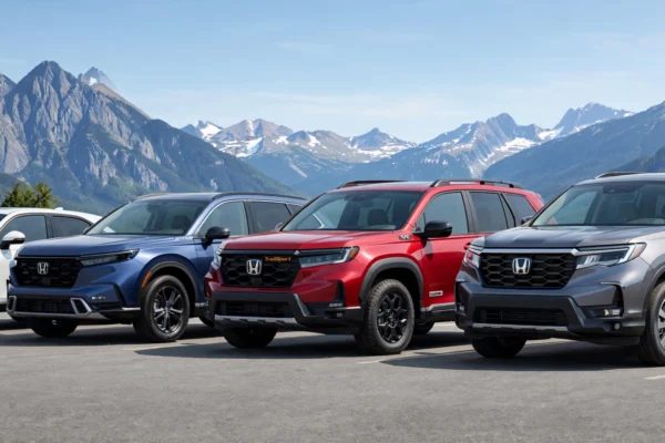 Honda SUV Lineup featured image HR-V vs CR-V vs Passport vs Pilot size progression mountain background