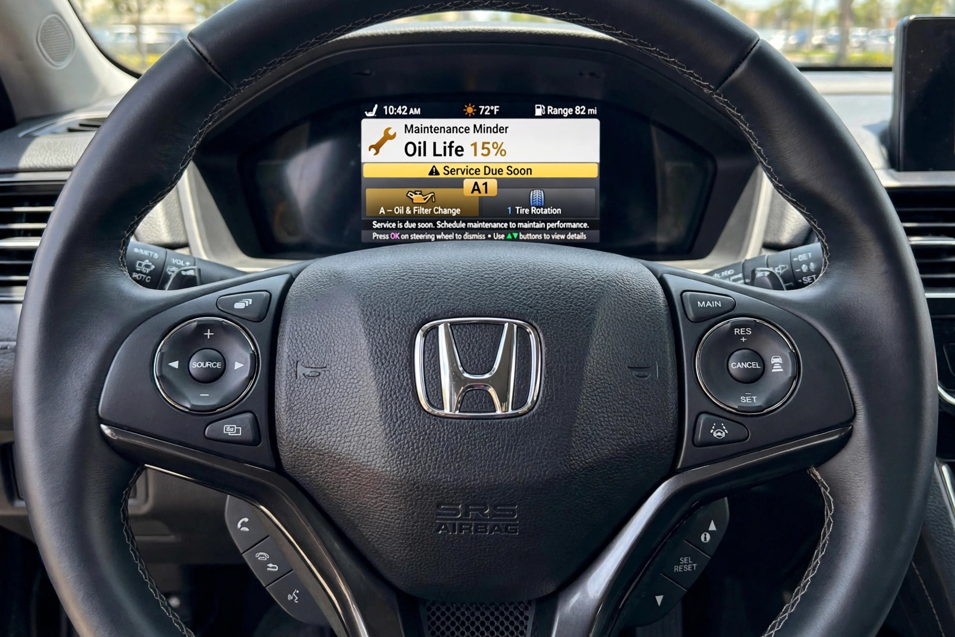 Honda Maintenance Schedule featured image Maintenance Minder Oil Life 15 percent Service Due Soon A1 oil filter tire rotation