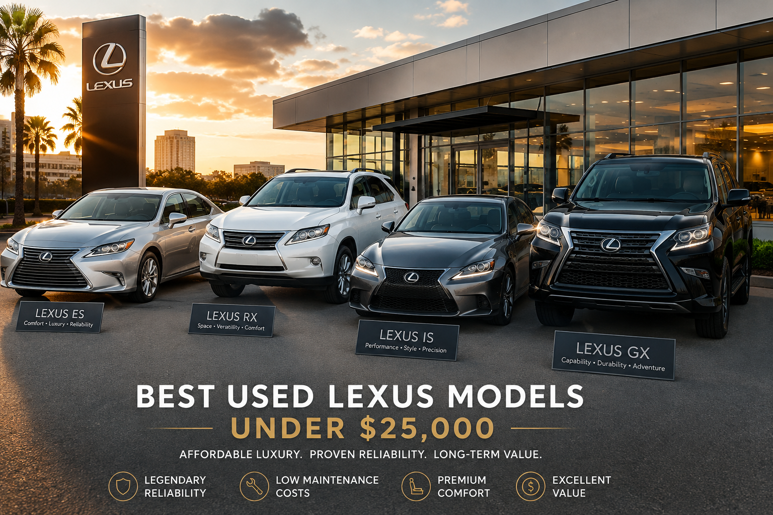 Best Used Lexus Models Under $25,000: Affordable Luxury That Lasts 4 Used Lexus Under $25,000 luxury sedan and SUV lineup showcasing affordable luxury and reliability