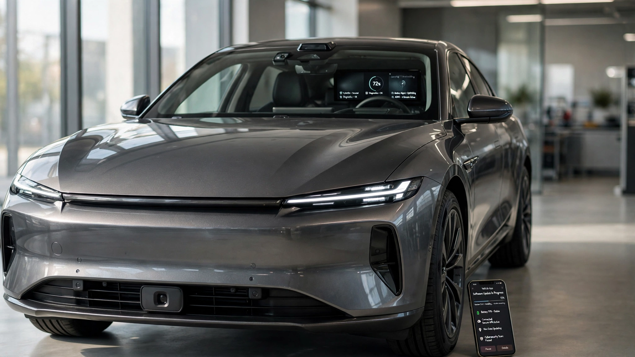 Car Software Updates displayed on a modern connected vehicle